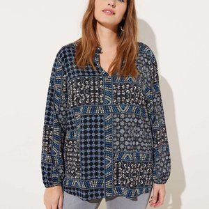 LOFT | Plus Patchwork Back Peplum Blouse